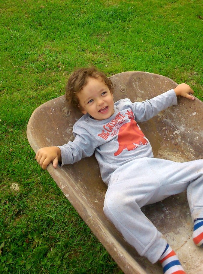 Matthieu dans la brouette