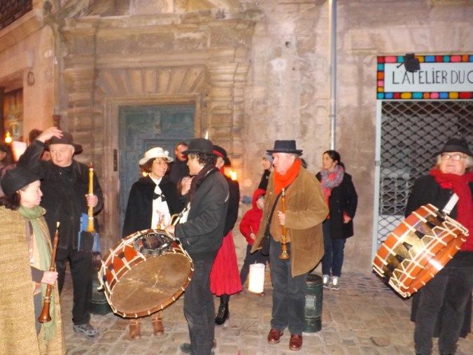 les musiciens en pause lors la pégoulade a pezeans decembre 2015