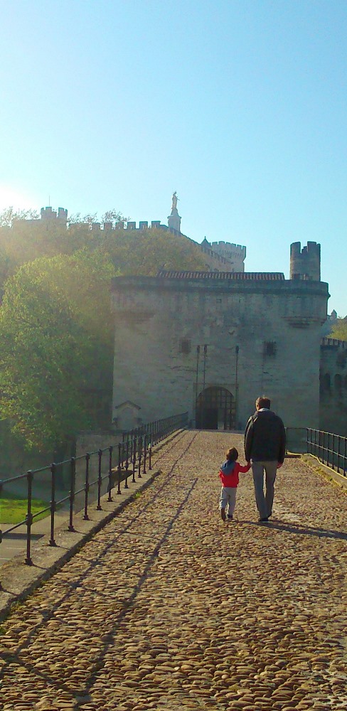 fred et matthieu sur le pont st benezet a avignon
