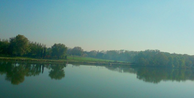 vue sur le rhone depuis le pont st benezet a Avignon
