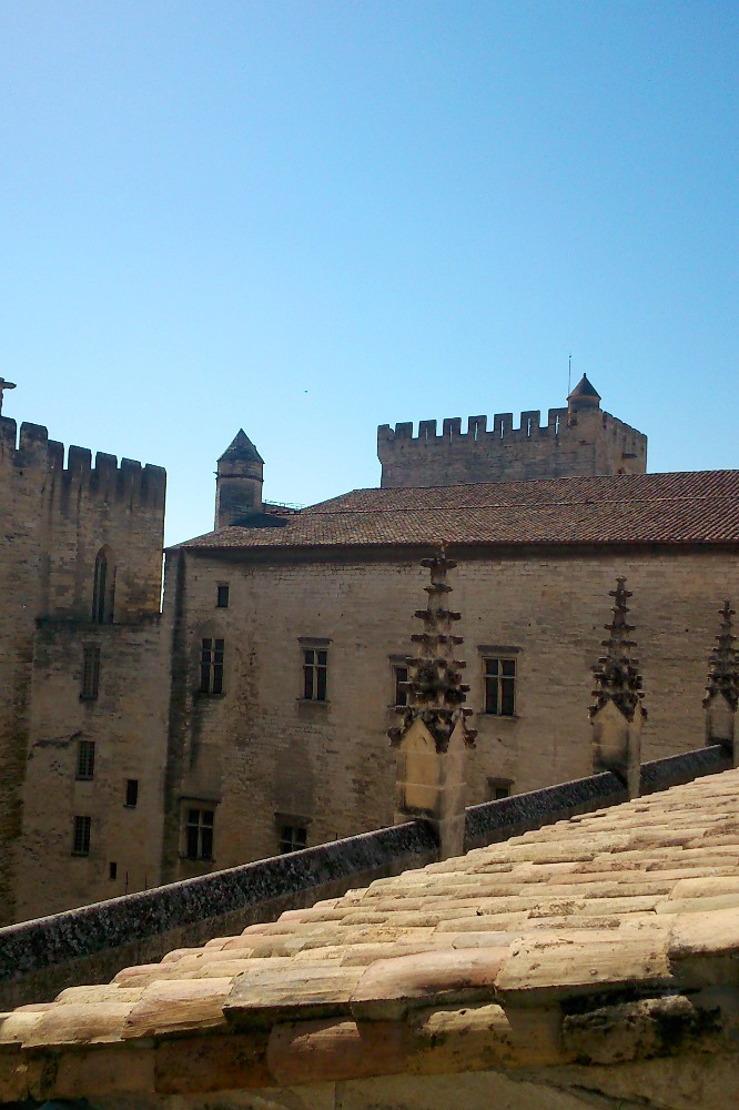vue sur les toits et les facades donnant sur la cour d'honneur du palais des papes avignon