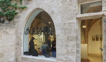 salle expo printival vue depuis la cour arriere de l'hotel flottes de sebasan