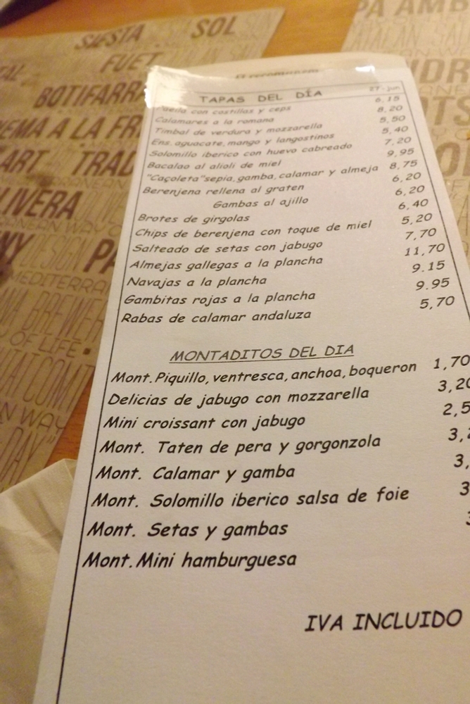 tapas del dia cerverceria catalana